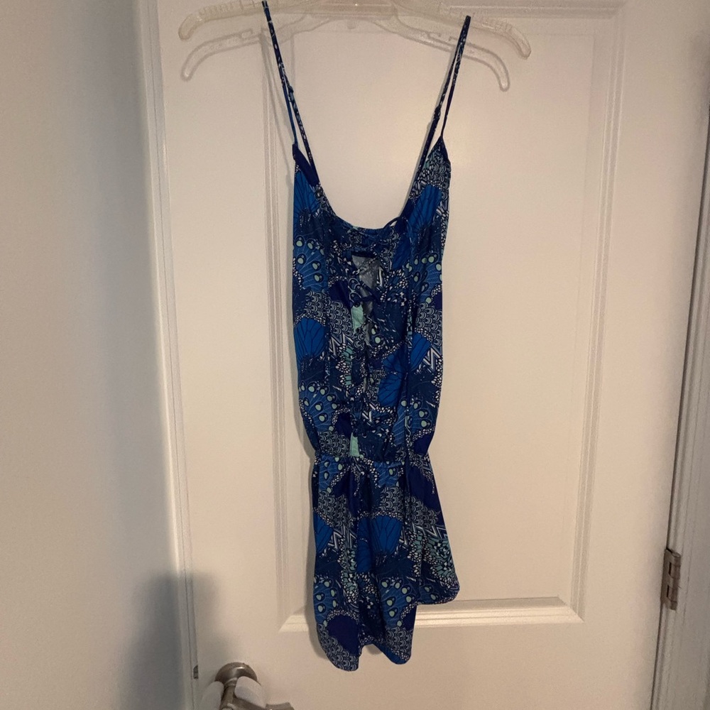 Blue Patterned Women's Romper